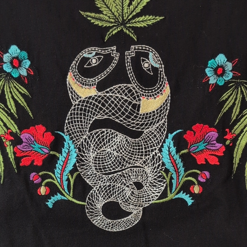 Sandro Black Tee with Colorful Embroidery - Picture 3 of 6